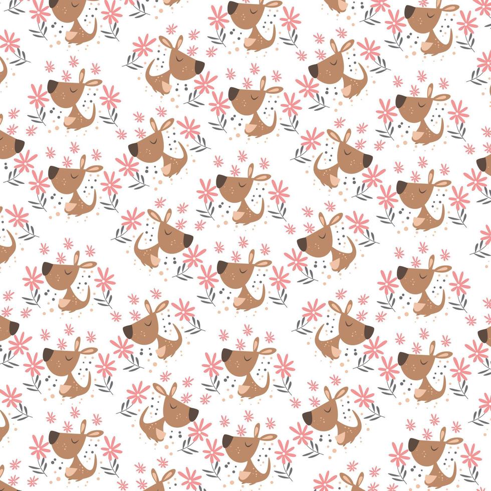 patrón sin costuras de canguro lindo vectorial para fondo, papel tapiz decorativo, decoración de regalo, textil impreso vector