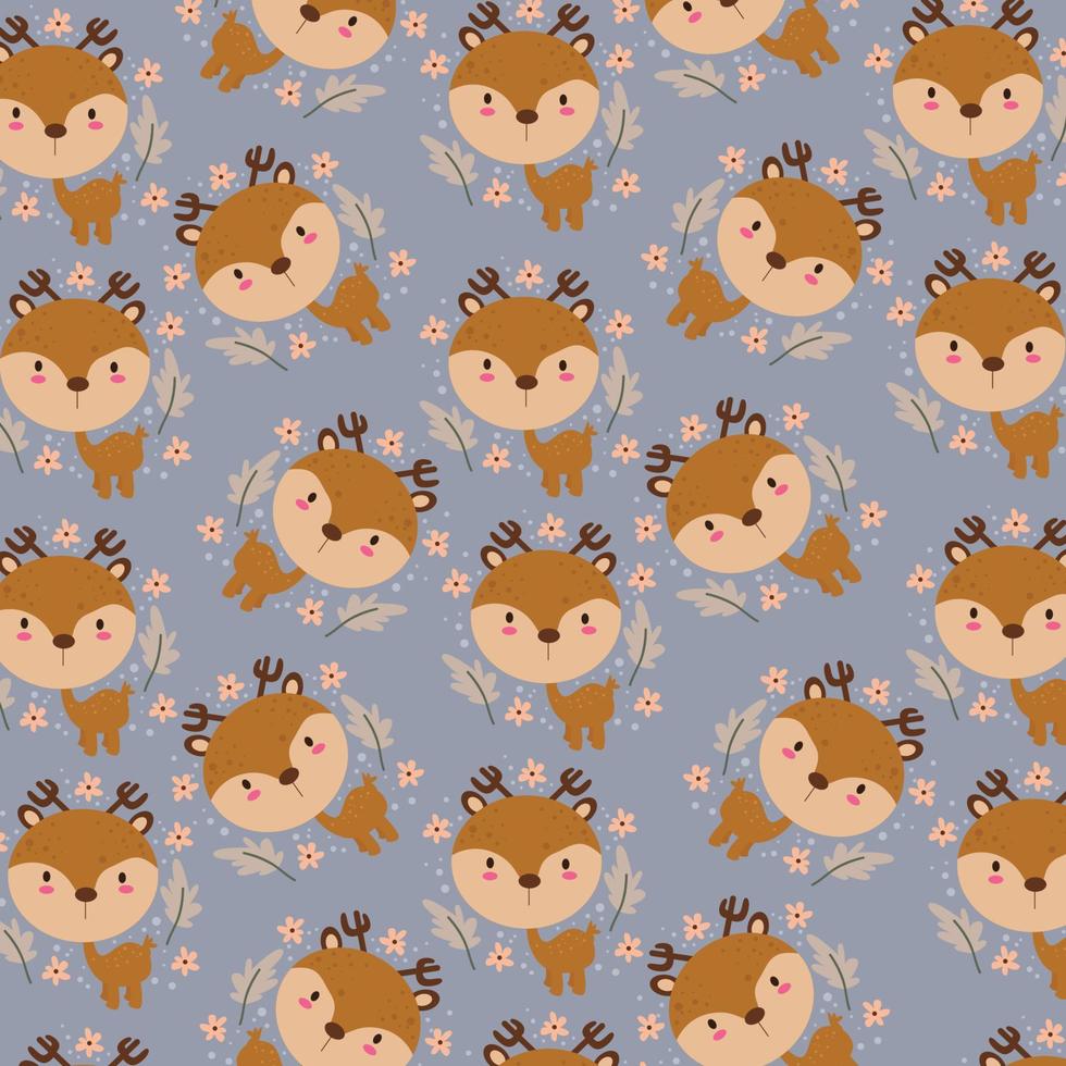 cute deer seamless pattern for background, wrapping, fabric textile, decorative wallpaper vector