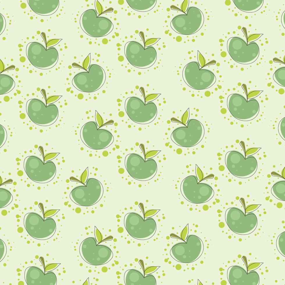 patrón de manzanas verdes, adecuado para papel de regalo, decoración de interiores, arte mural vector