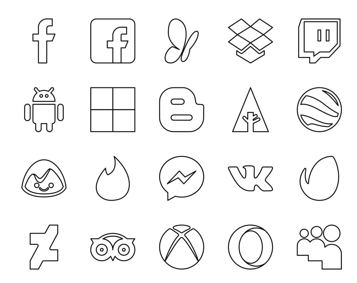 20 Social Media Icon Pack Including xbox tripadvisor google earth deviantart vk vector
