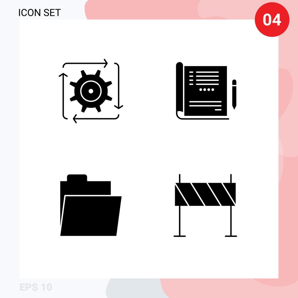 Solid Glyph Pack of 4 Universal Symbols of workflow files flow healthcare open Editable Vector Design Elements