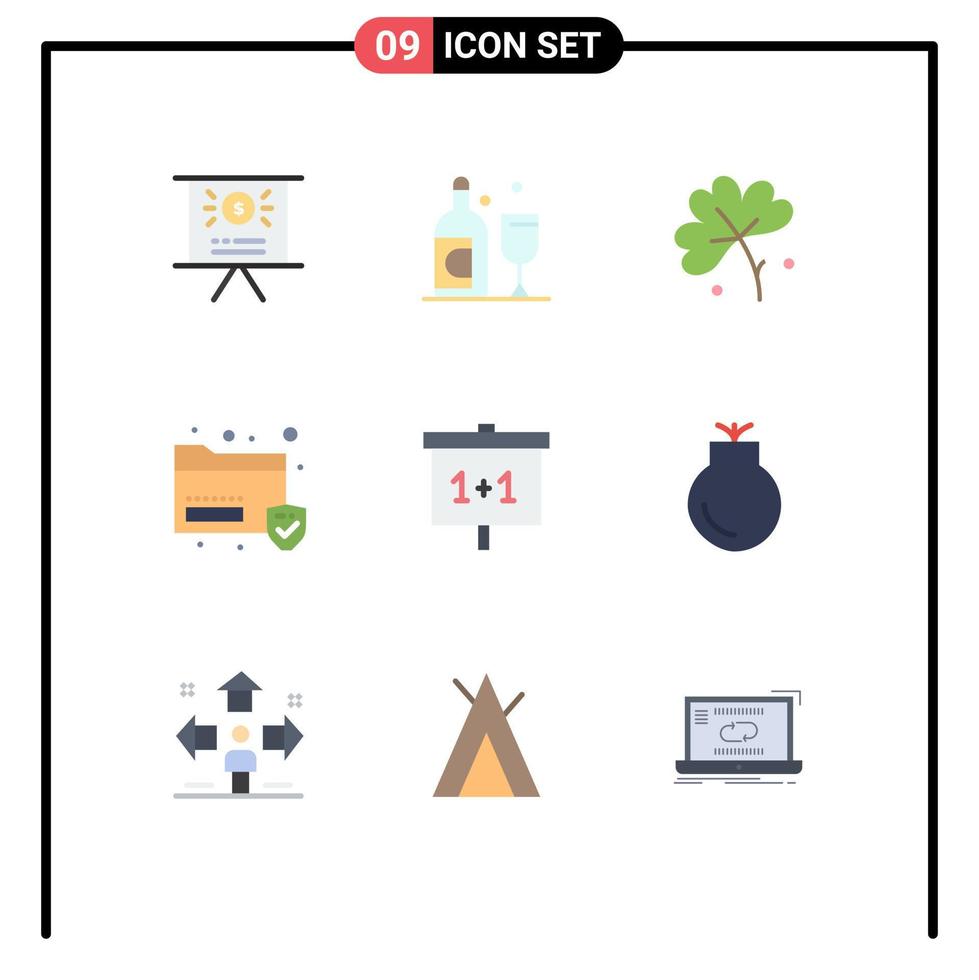 Pictogram Set of 9 Simple Flat Colors of study learning flower education sans Editable Vector Design Elements
