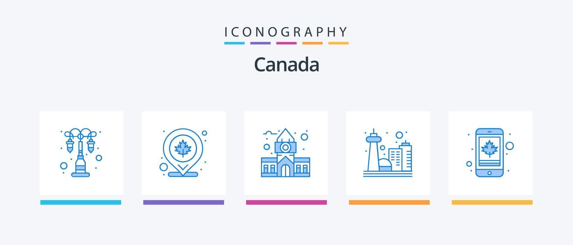 paquete de iconos de canadá azul 5 que incluye celular. toronto cuadra. punto de referencia. Canadá. diseño de iconos creativos vector