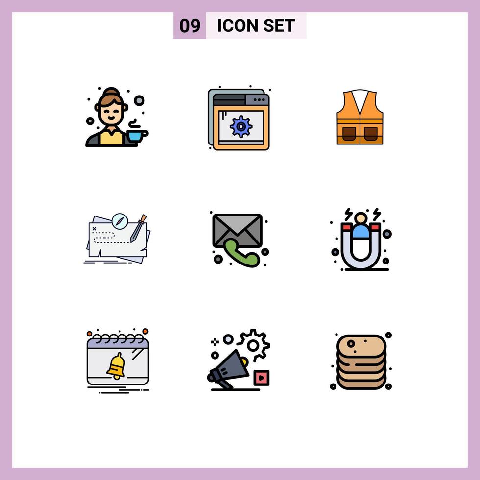 Stock Vector Icon Pack of 9 Line Signs and Symbols for quest map setting game construction Editable Vector Design Elements