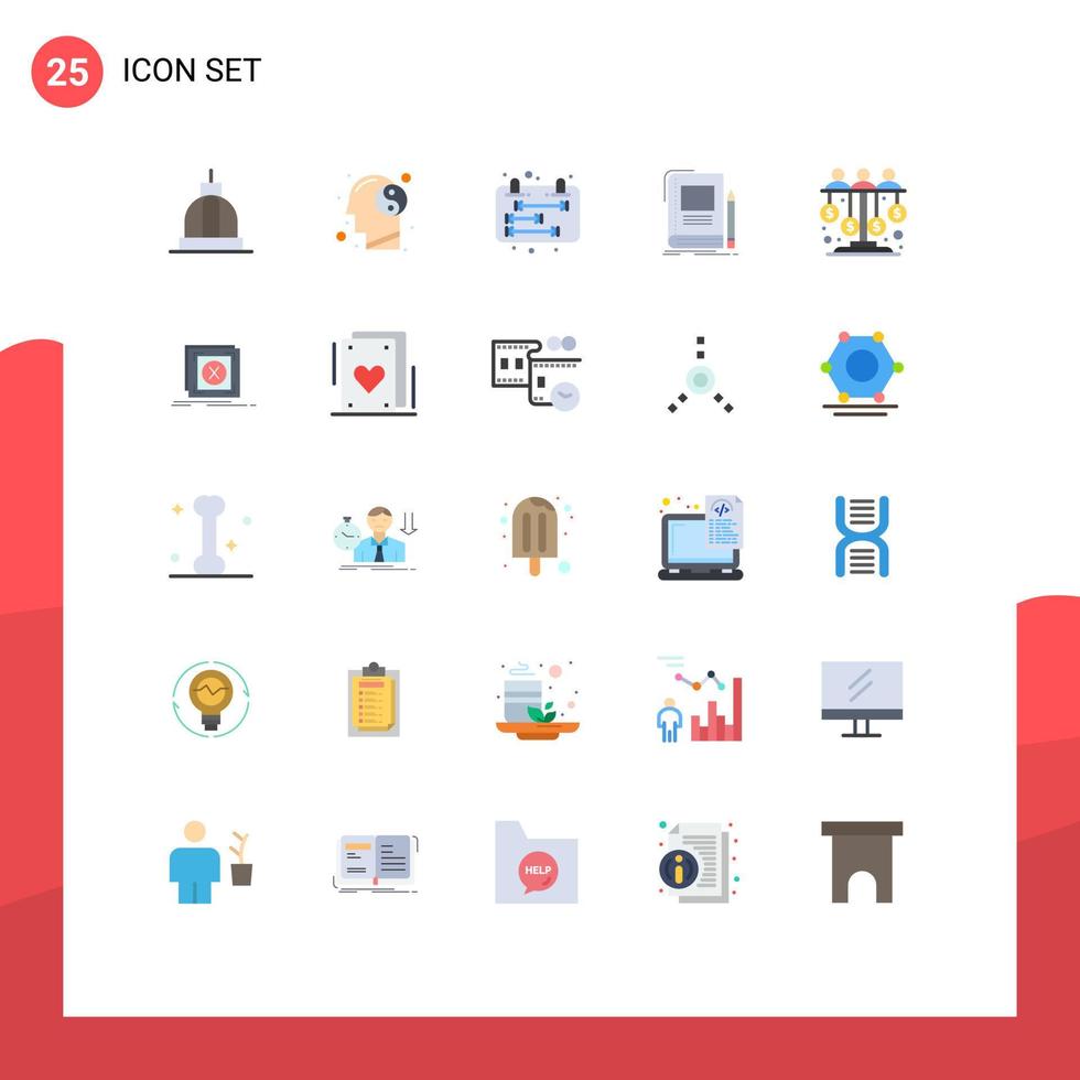 paquete de iconos de vector de stock de 25 signos y símbolos de línea para educación escolar mente negocio horario elementos de diseño de vector editables