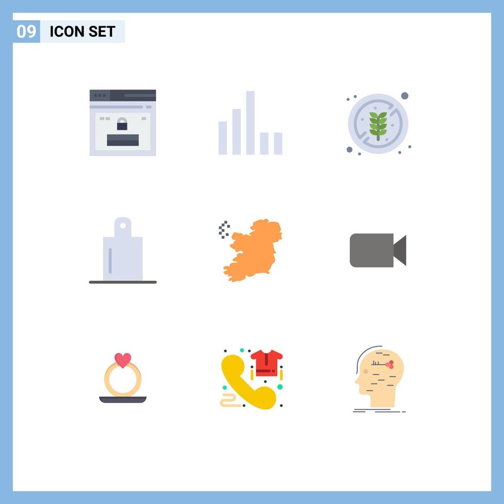 9 Creative Icons Modern Signs and Symbols of camera map no diet world food Editable Vector Design Elements