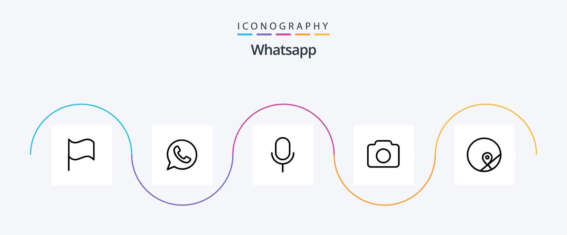 paquete de iconos de whatsapp line 5 que incluye ubicación. básico. micrófono. ui imagen vector