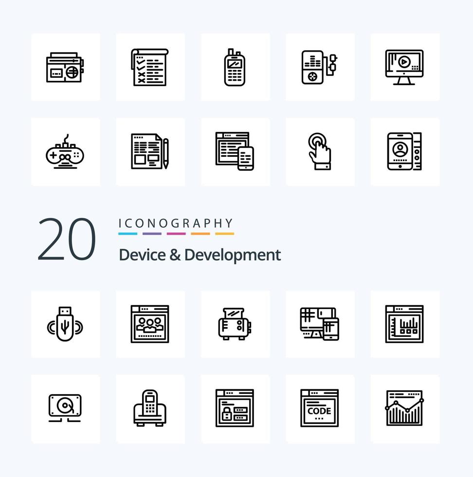 20 Device And Development Line icon Pack like web browser toast education monitor vector