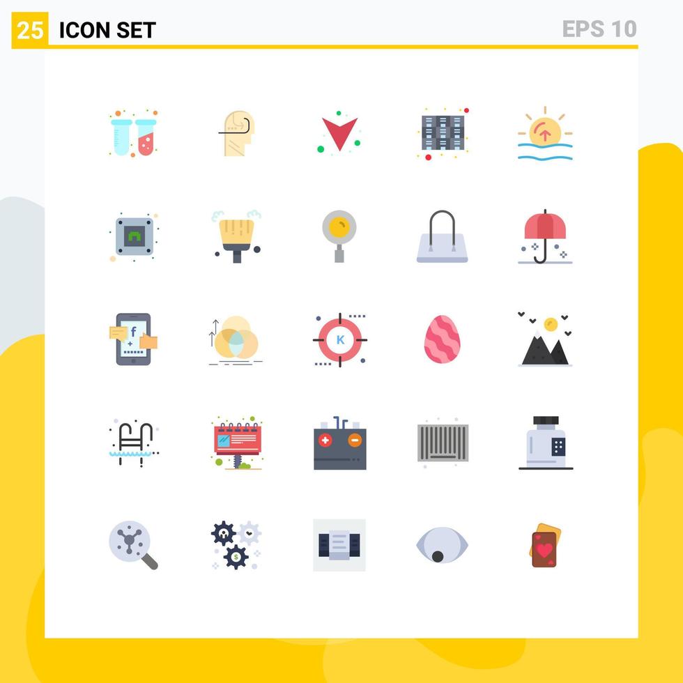 Modern Set of 25 Flat Colors Pictograph of sun rack arrow files drawer Editable Vector Design Elements