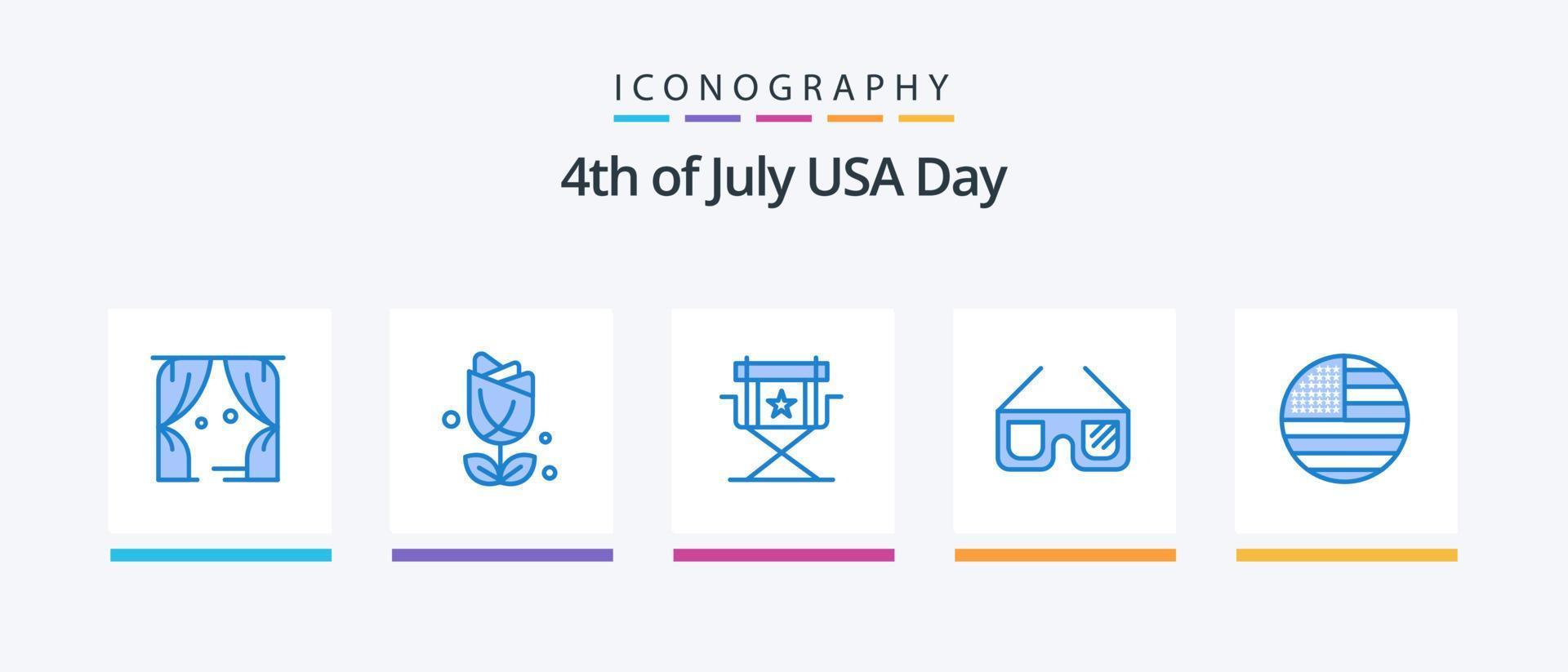 Usa Blue 5 Icon Pack Including american. imerican. chair. glasses. television. Creative Icons Design vector