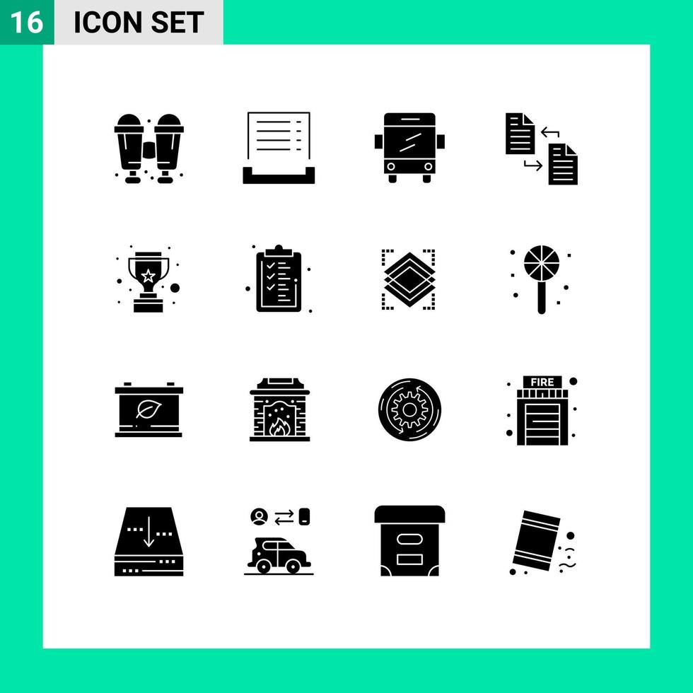 Set of 16 Modern UI Icons Symbols Signs for win cup school transfer file Editable Vector Design Elements