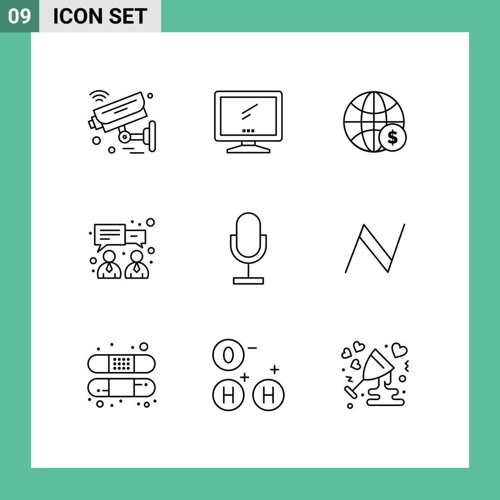 Modern Set of 9 Outlines and symbols such as finance business imac business dollar Editable Vector Design Elements