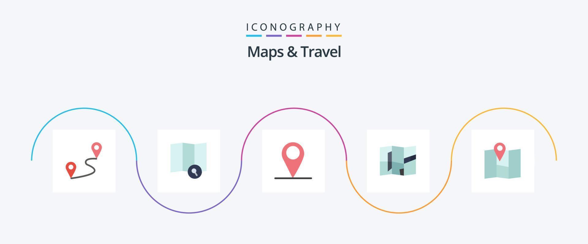 Maps and Travel Flat 5 Icon Pack Including . pin. pin. location vector