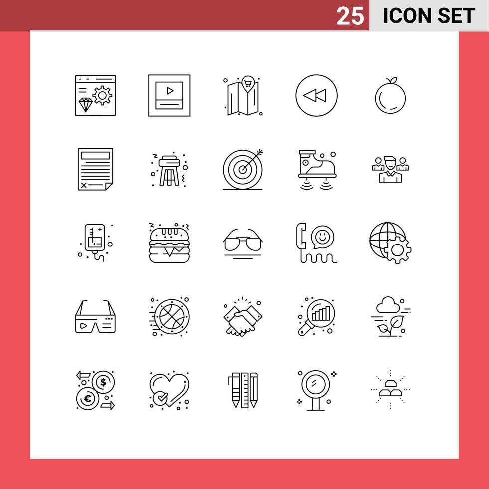 Modern Set of 25 Lines and symbols such as contract china map apple circle Editable Vector Design Elements