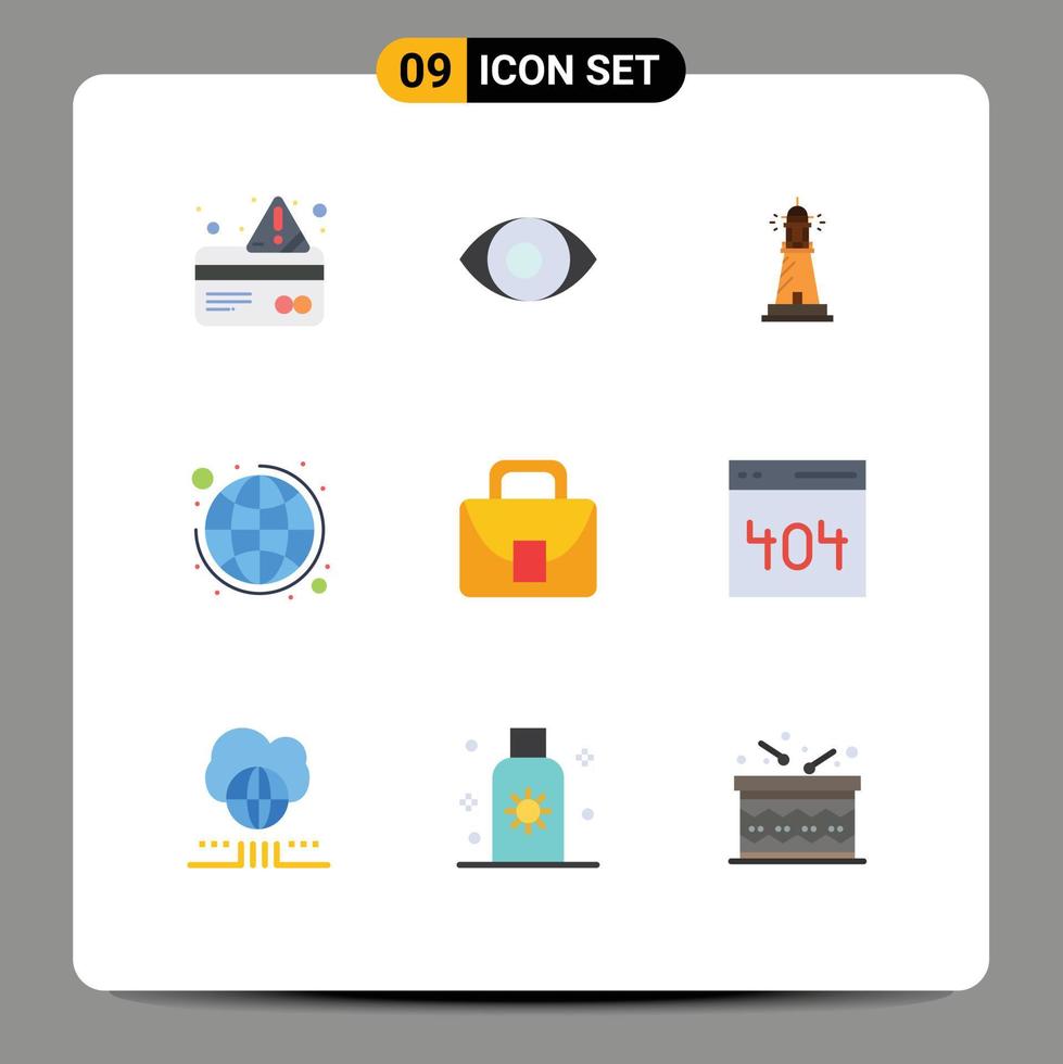 Pack of 9 creative Flat Colors of worker strategy house plan global Editable Vector Design Elements