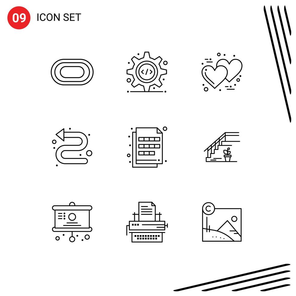 9 Outline concept for Websites Mobile and Apps extension left day indicator arrows Editable Vector Design Elements