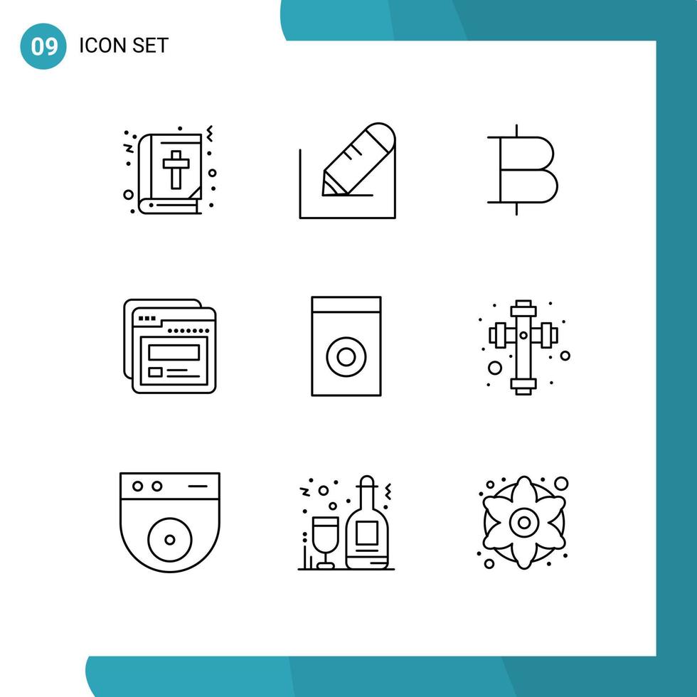 Group of 9 Modern Outlines Set for washer appliances bitcoin help template Editable Vector Design Elements