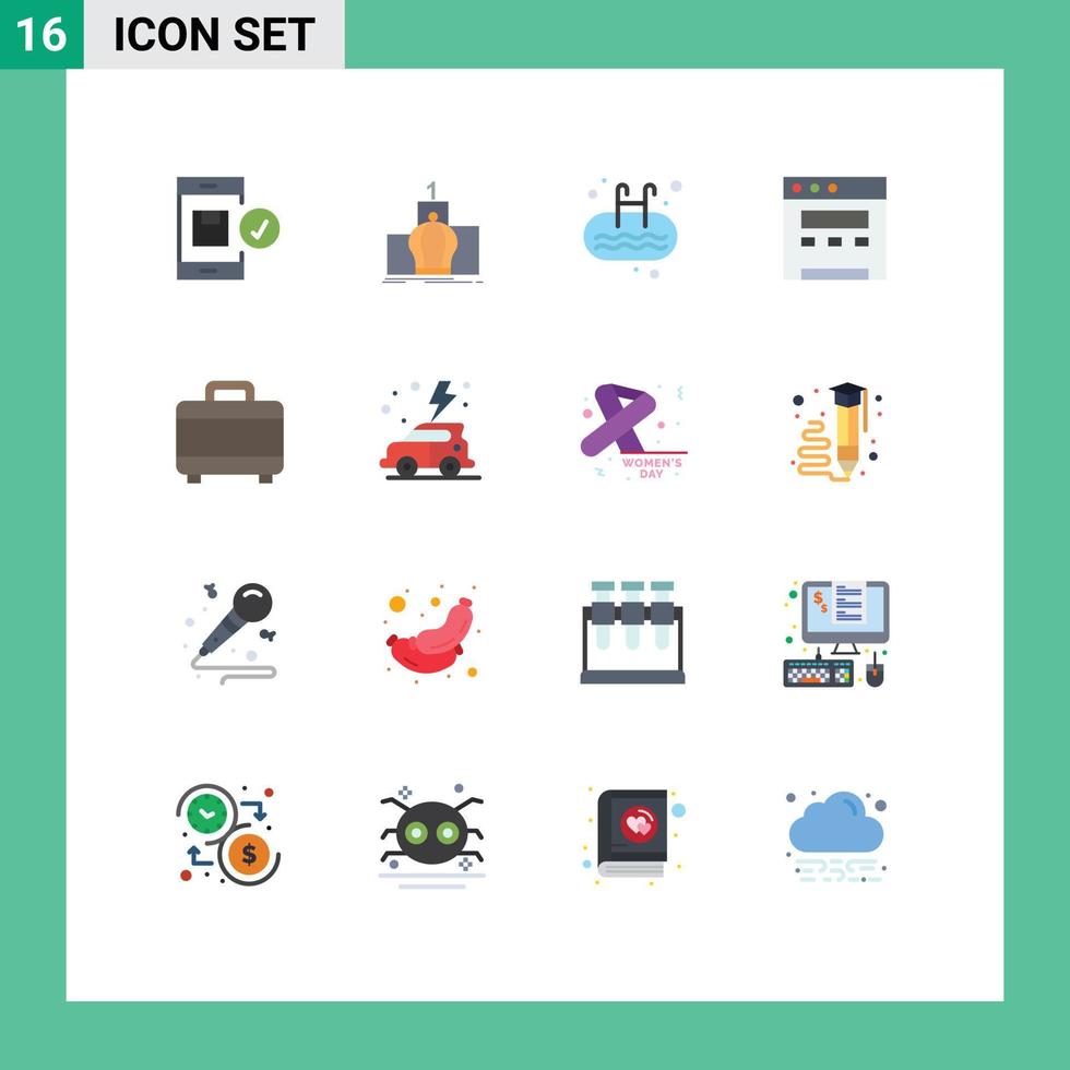Conjunto de 16 colores planos universales para aplicaciones web y móviles bolsa navegador monarquía piscina editable paquete de elementos de diseño de vectores creativos