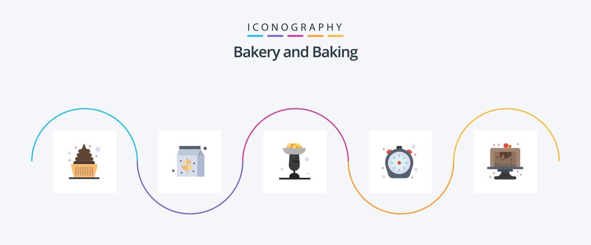 Baking Flat 5 Icon Pack Including baking. time. cooking. kitchen. chrono vector