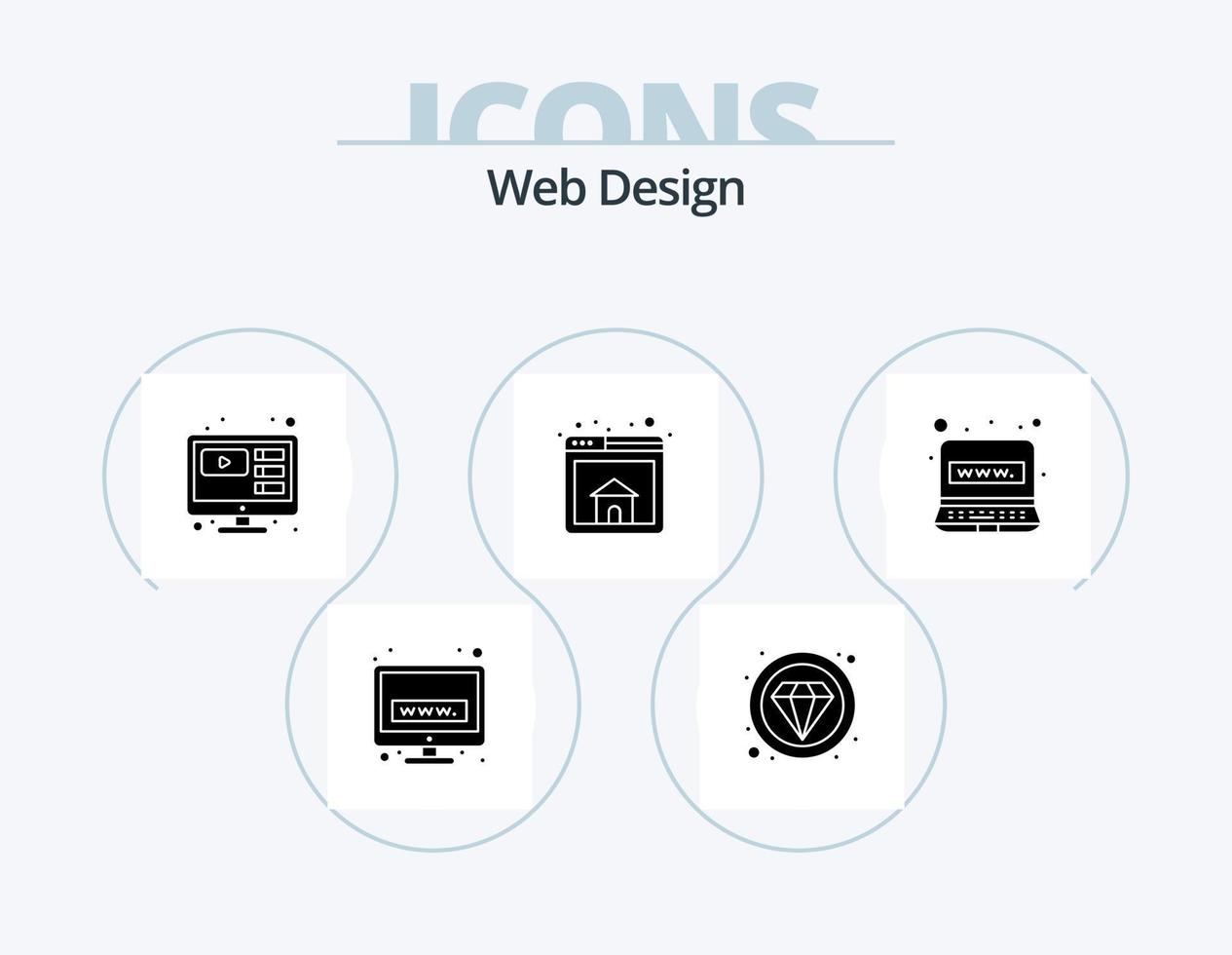 Web Design Glyph Icon Pack 5 Icon Design. . internet. video. connection. web vector