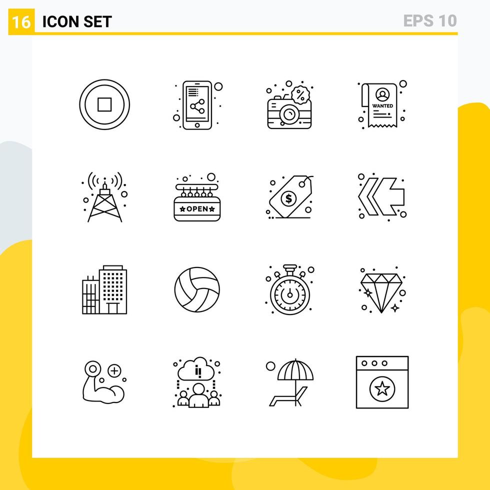 16 Thematic Vector Outlines and Editable Symbols of board signal discount antenna state Editable Vector Design Elements