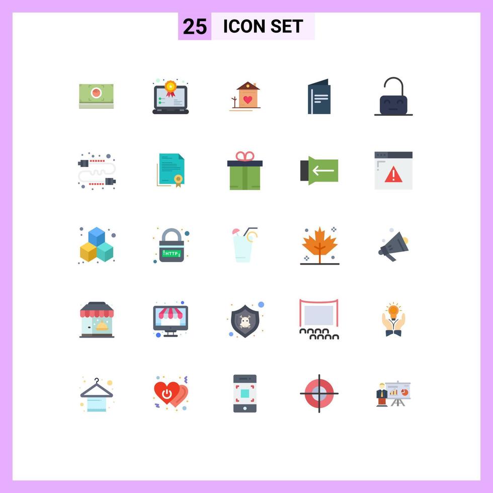 25 Universal Flat Color Signs Symbols of control brochure home card hut Editable Vector Design Elements