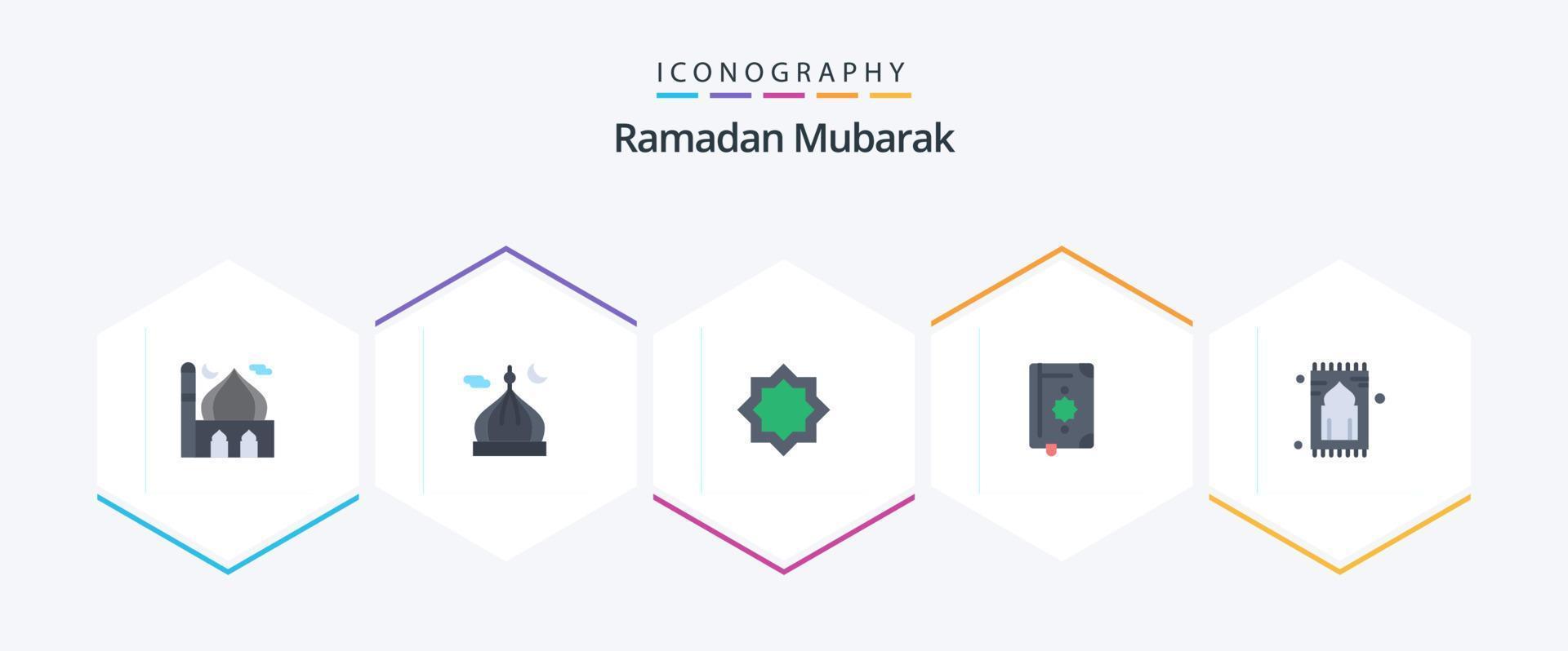 ramadan 25 paquete de iconos planos que incluye alfombra. alfombra. estrella. marcador. islam vector