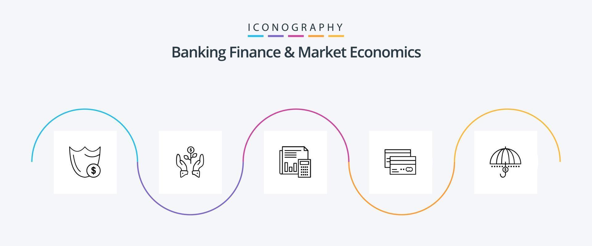 paquete de iconos de línea 5 de finanzas bancarias y economía de mercado que incluye negocios. bancario. crecer. contabilidad. aumentar vector