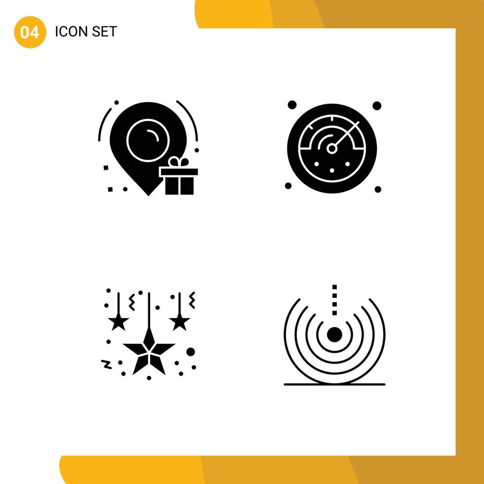 4 Universal Solid Glyphs Set for Web and Mobile Applications birthday air deadline christmas drop Editable Vector Design Elements