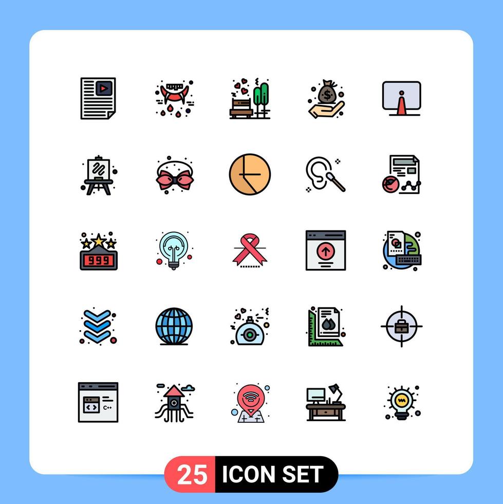 Modern Set of 25 Filled line Flat Colors and symbols such as management finance vampire business park Editable Vector Design Elements
