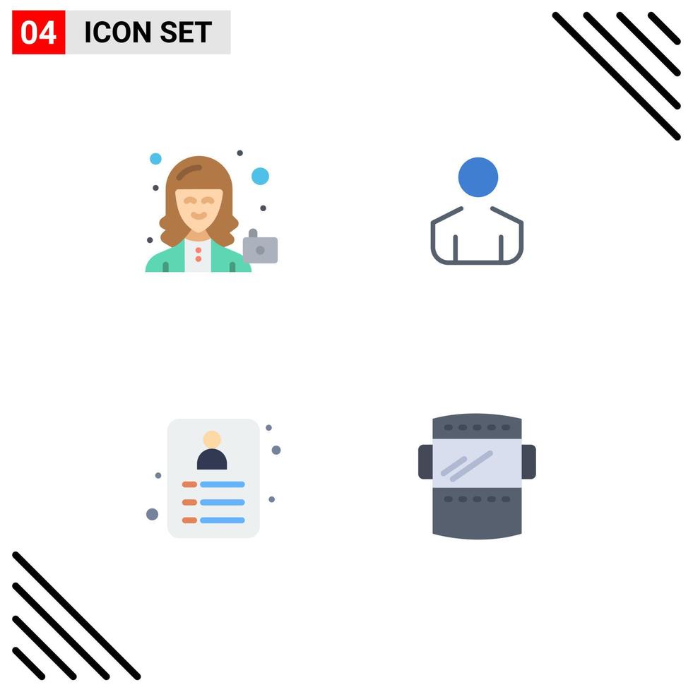 Set of 4 Vector Flat Icons on Grid for avatar card profile man welding mask Editable Vector Design Elements