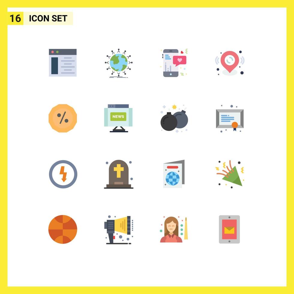 16 Flat Color concept for Websites Mobile and Apps money map pin love location pin Editable Pack of Creative Vector Design Elements