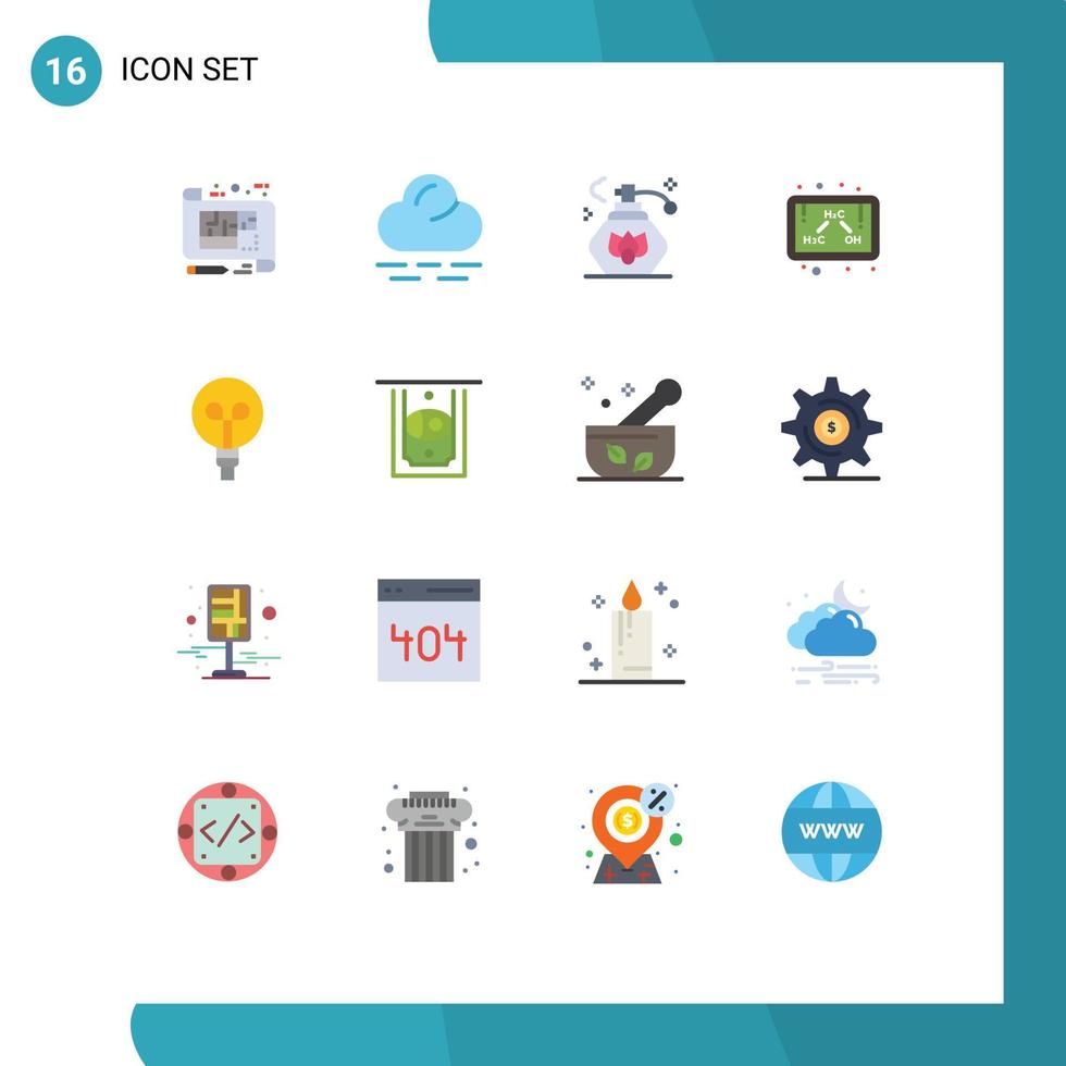 paquete de iconos de vectores de stock de 16 signos y símbolos de línea para el estudio de limpieza de bombillas de diseño paquete editable de etanol de elementos creativos de diseño de vectores