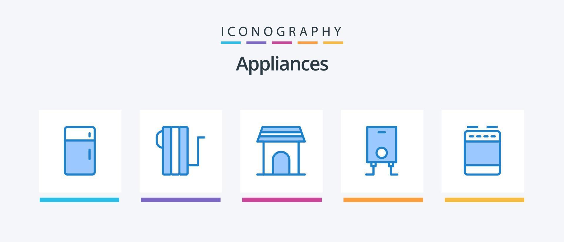 electrodomésticos paquete de iconos azul 5 que incluye electrodomésticos. calentador. calentador. caldera. casa. diseño de iconos creativos vector