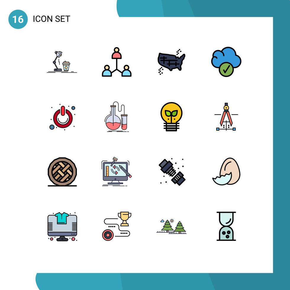 16 iconos creativos, signos y símbolos modernos de botón, estados de nube de usuario completos, elementos de diseño de vectores creativos editables
