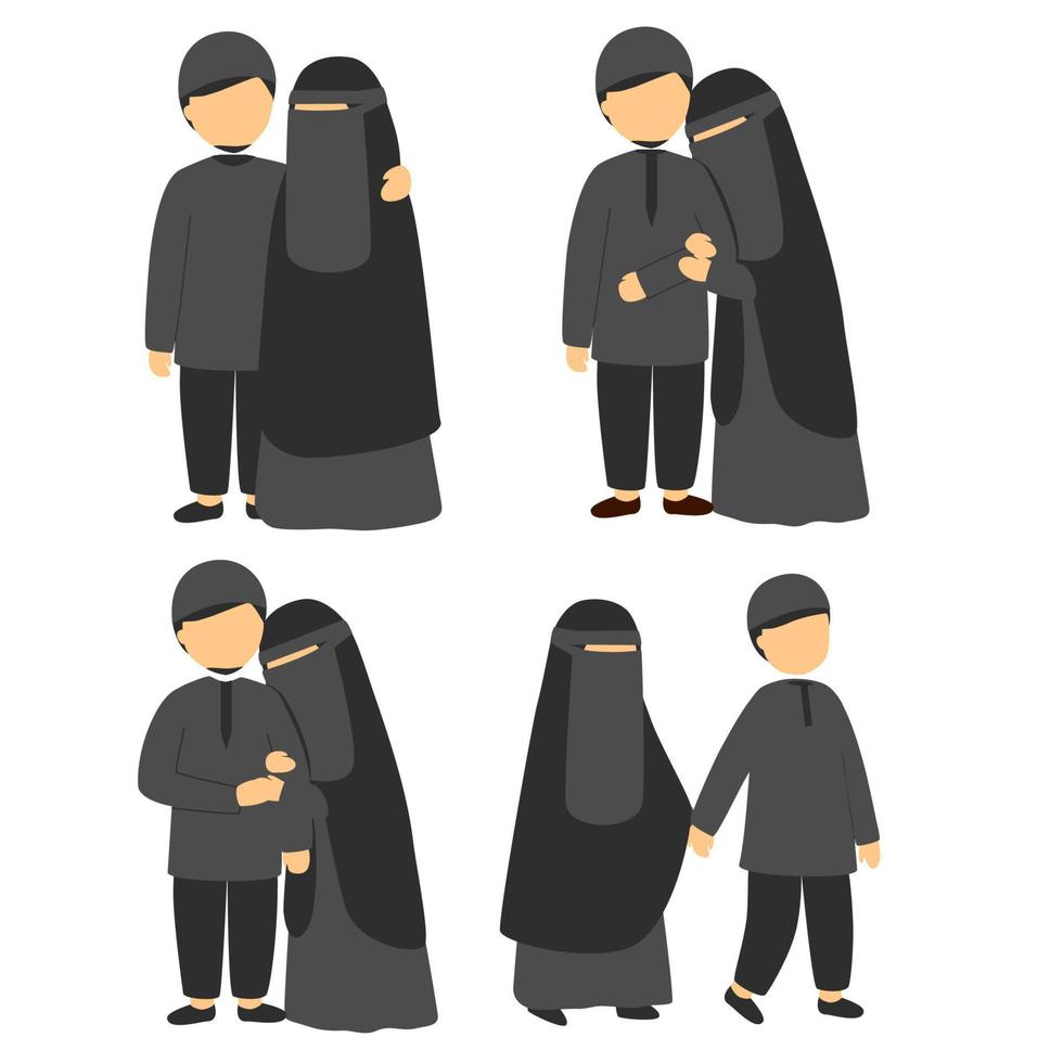 Vector illustration of a romantic Muslim couple