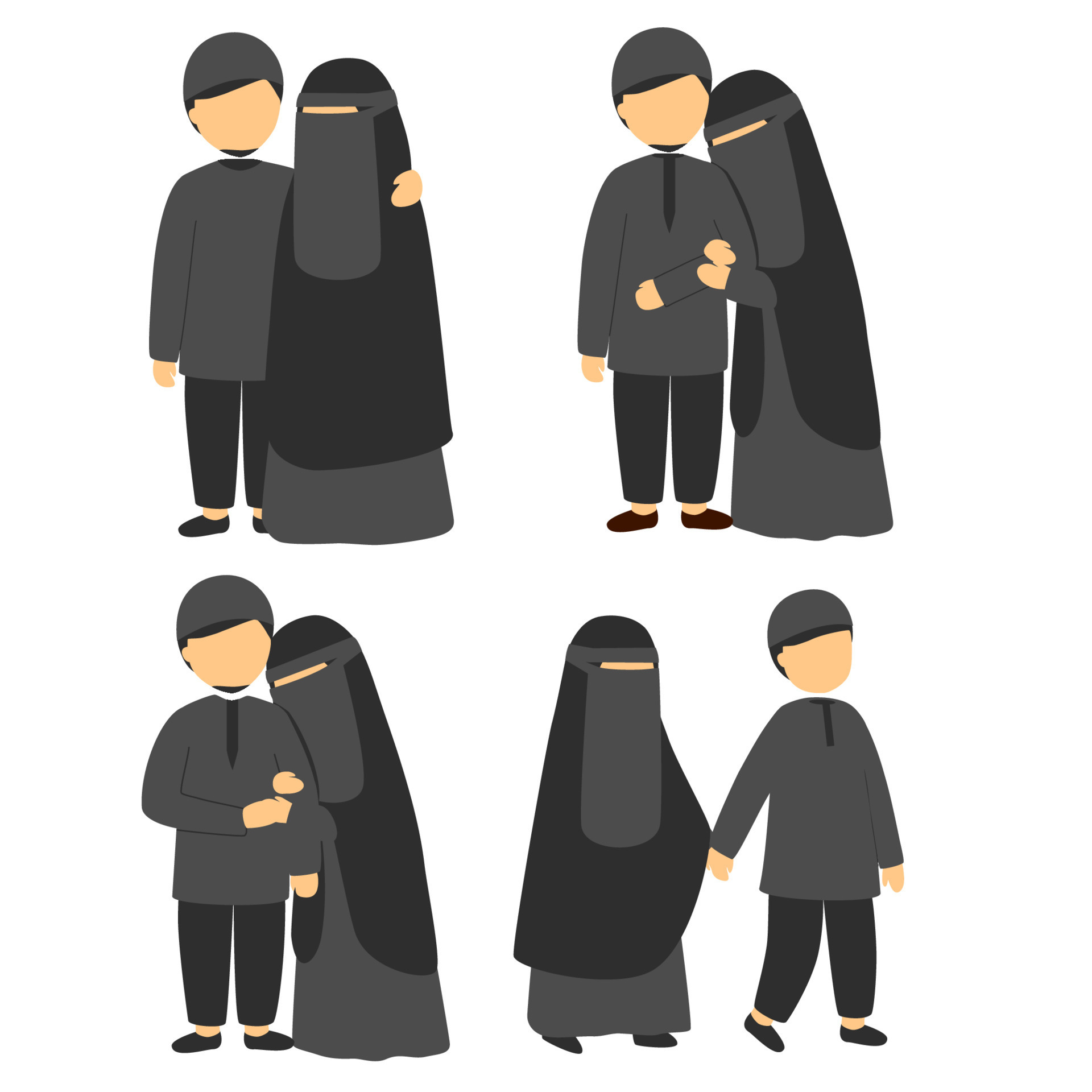 A Beautiful Muslim Couple Illustration Wallpaper With Pastel Gray  Background Wallpaper Image For Free Download - Pngtree
