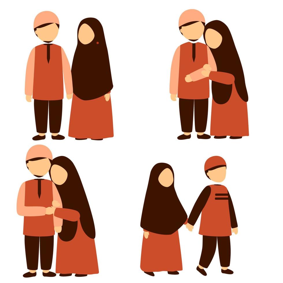 Vector illustration of a romantic Muslim couple