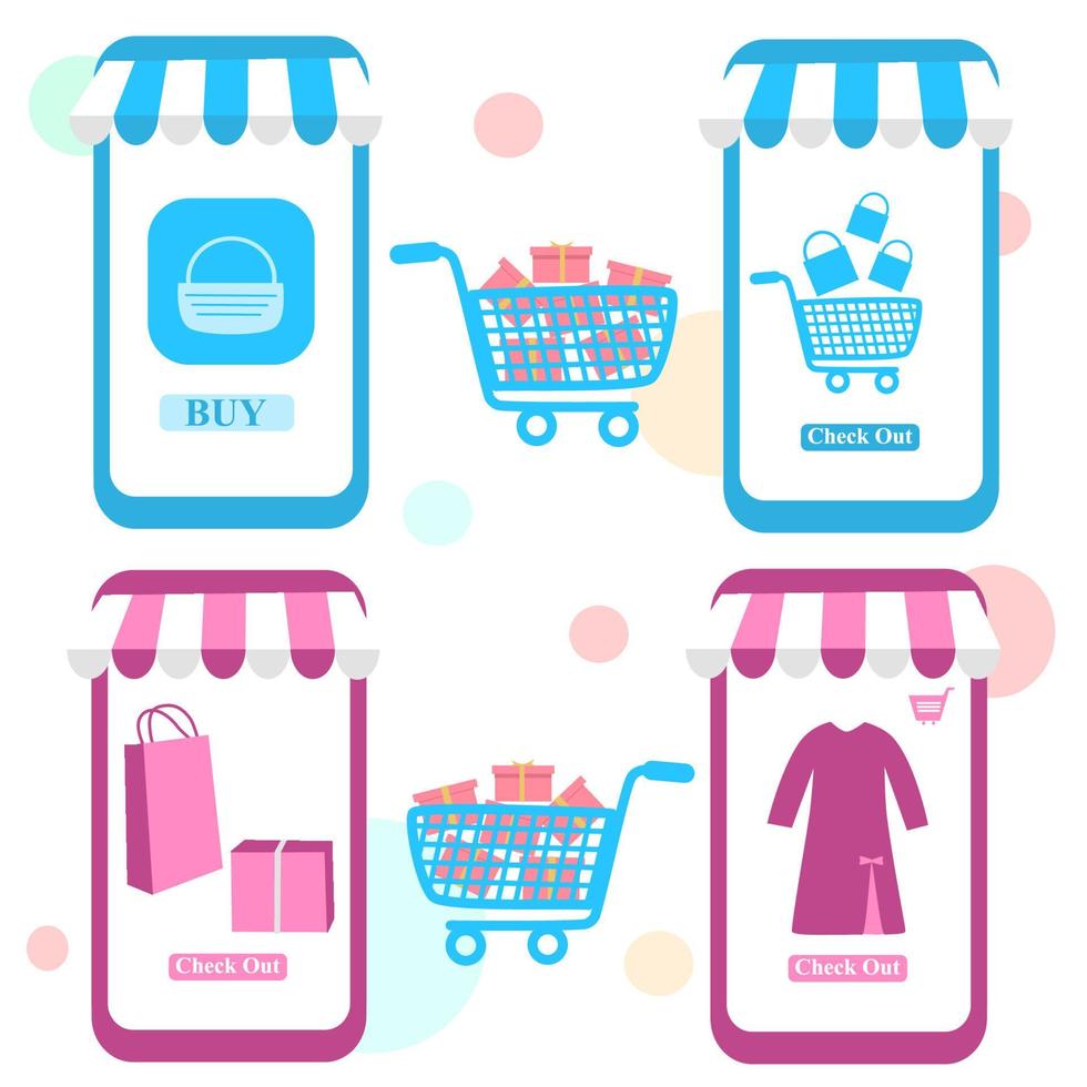 Online store, mobile with awnings vector