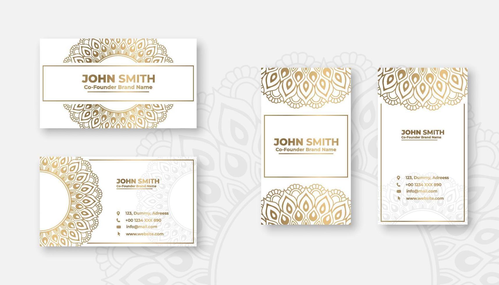 Luxury Gold Mandala business card template vector
