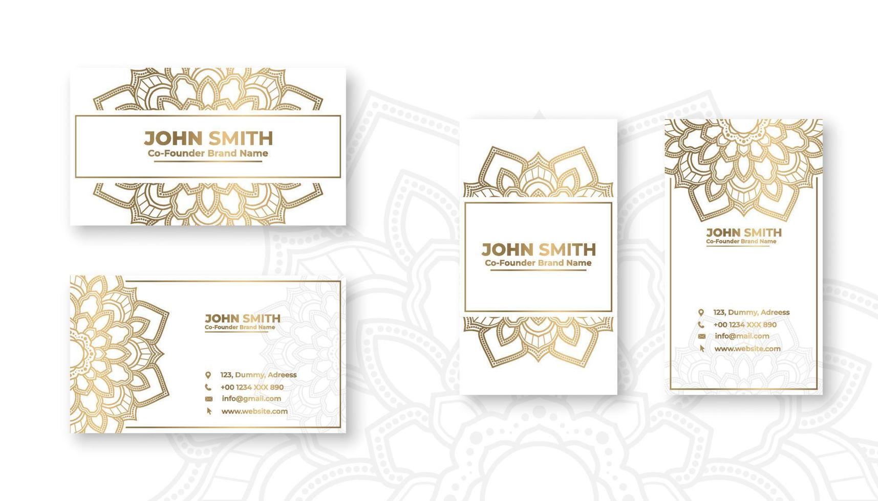 Double-sided golden mandala luxury business card vector