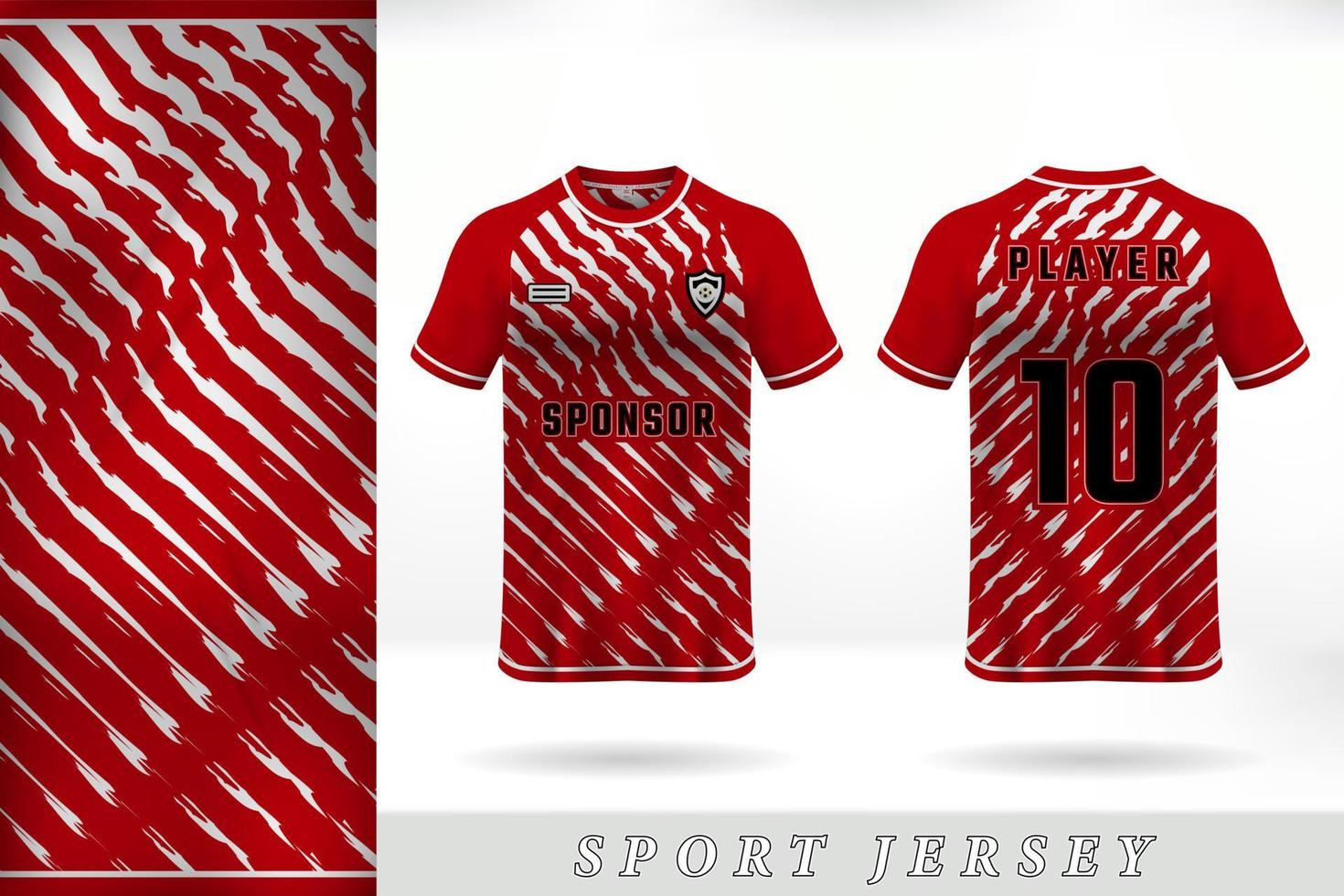 Sport jersey template design in red and white stripes vector
