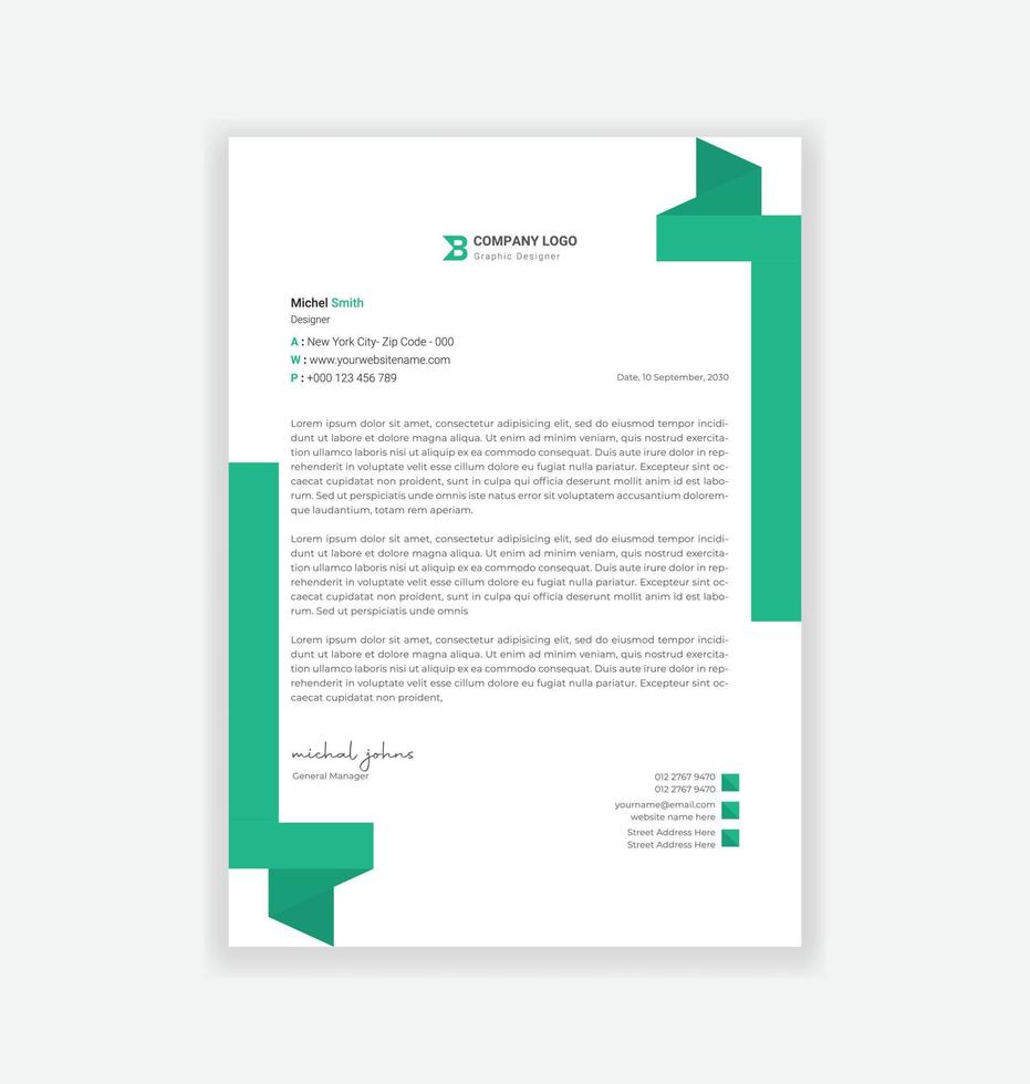 modern business letterhead design template vector