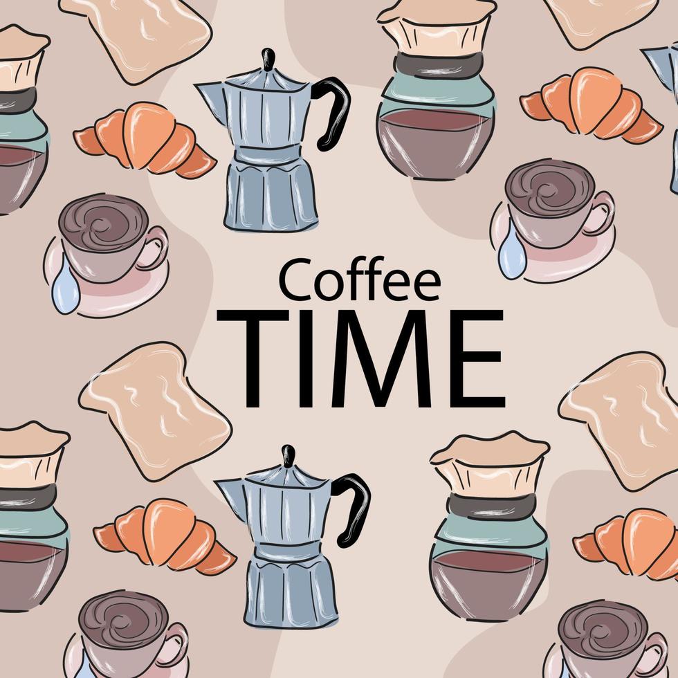 Coffee Doodle Background is appropriate for your coffee shop wall decor. vector