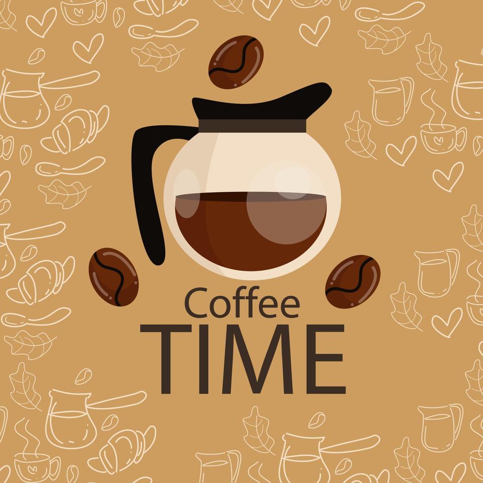 Coffee Doodle Background is appropriate for your coffee shop wall decor. vector