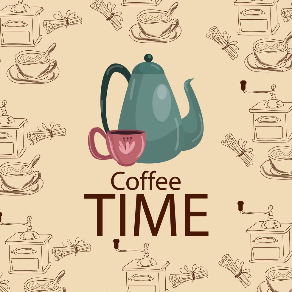 Coffee Doodle Background is appropriate for your coffee shop wall decor. vector