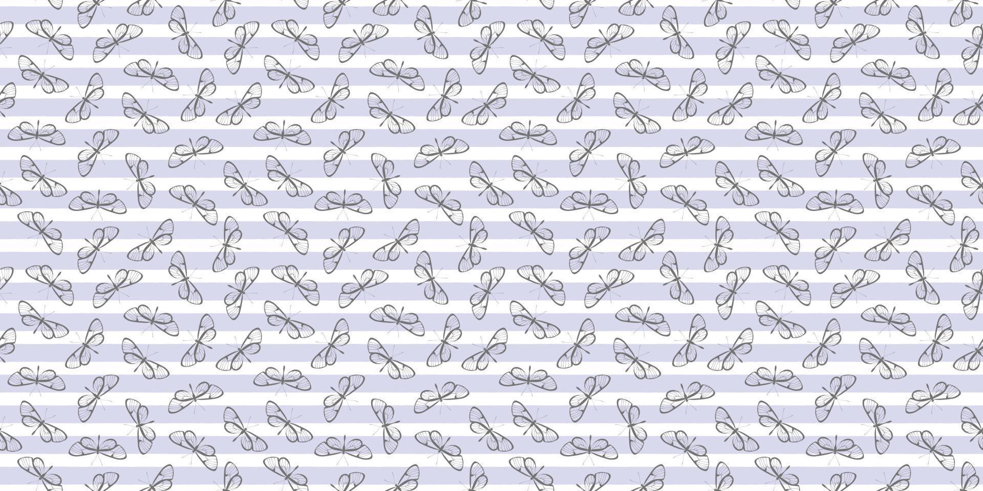 Striped butterfly seamless pattern background. vector
