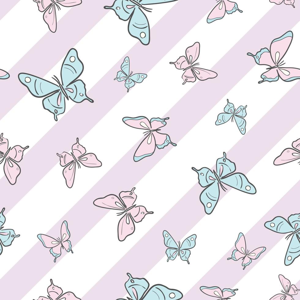 Fondo de patrón de vector de mariposa de rayas.