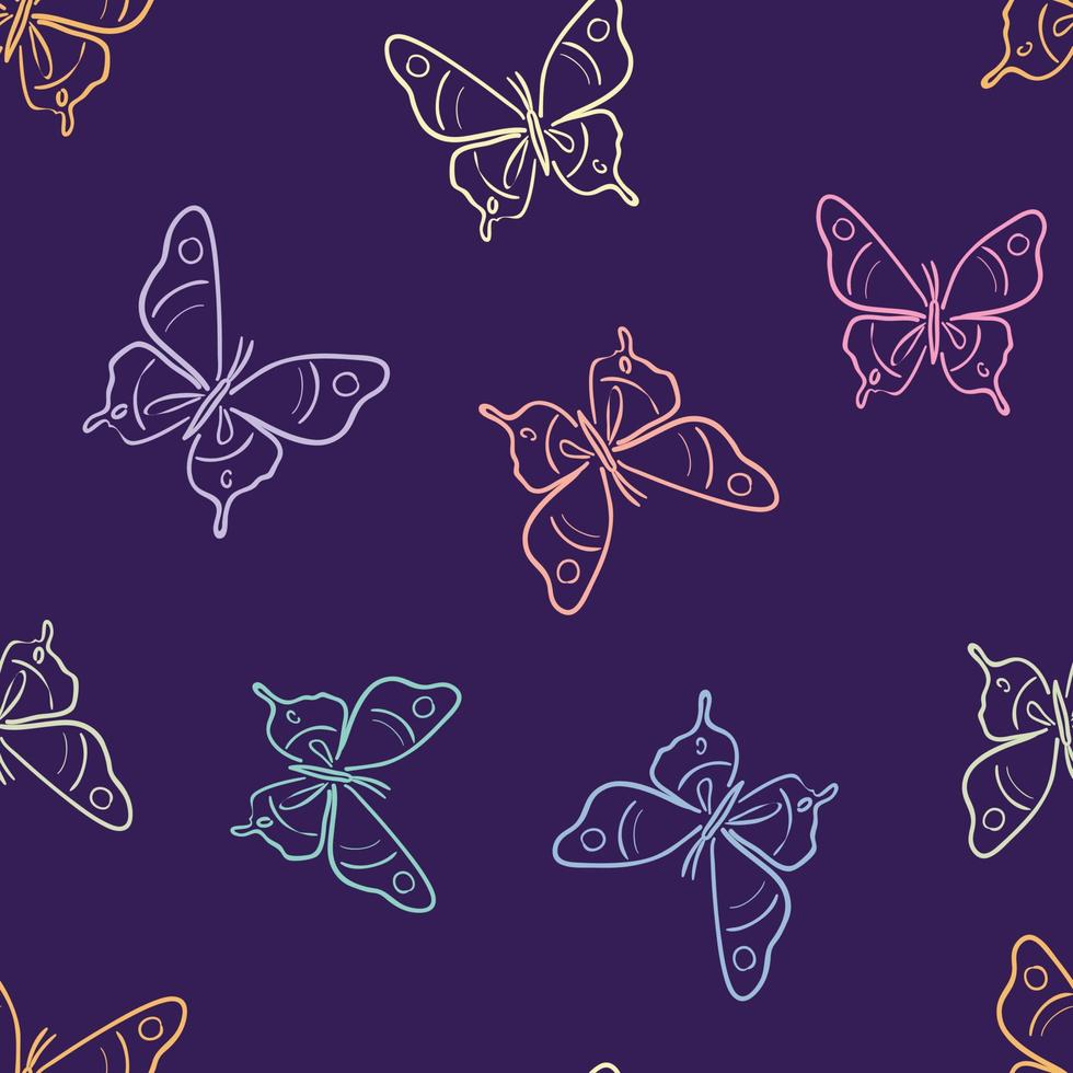 Vector butterfly seamless repeat pattern background.