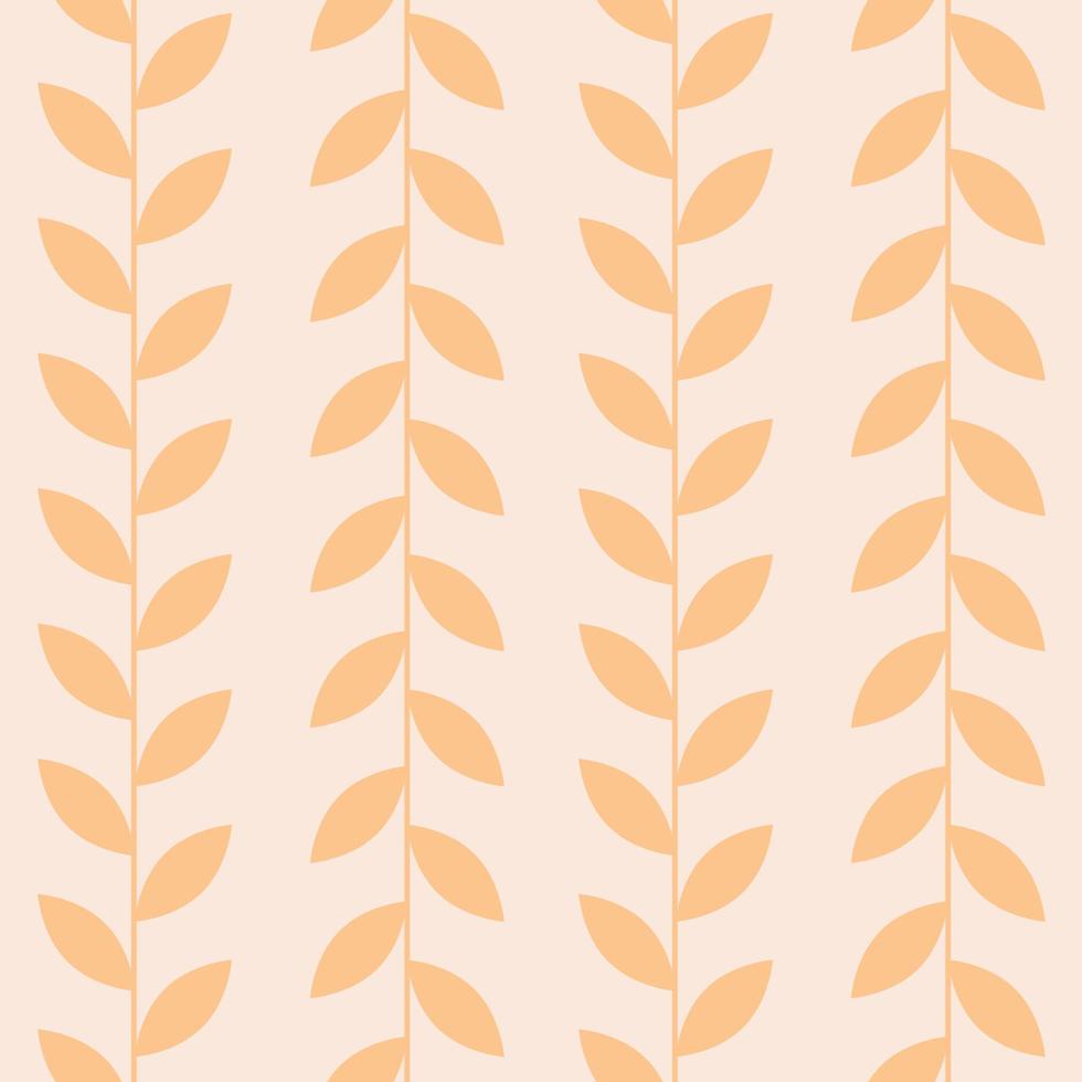 Orange leaf vector pattern, seamless botanical print, garland background,